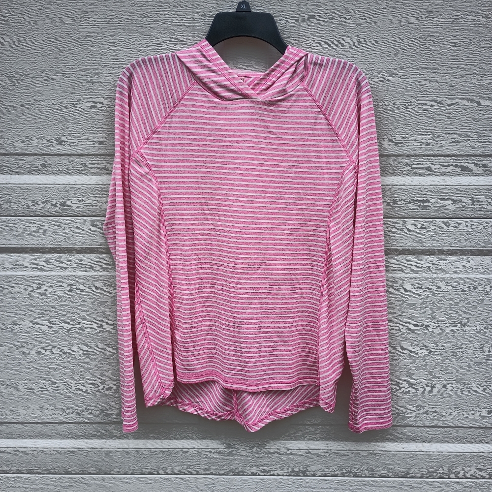 Mia Sport Exercise Pink White Athletic Hoodie Running Walking Top Ladies Sz Med
